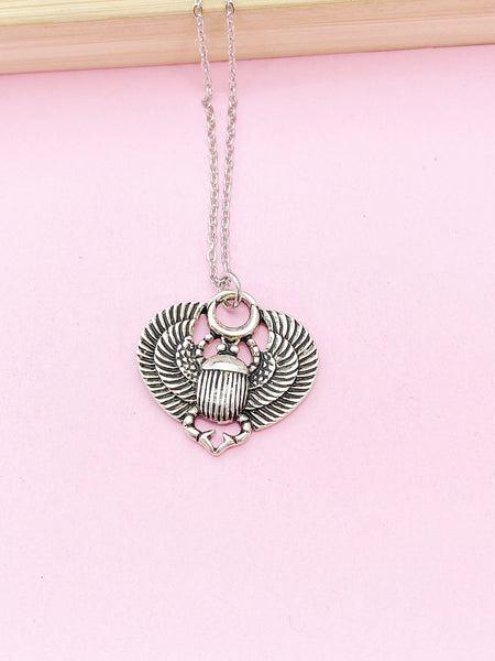 Silver Scarab Charm Necklace, N30