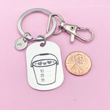 Silver Full Bucket of Love Heart Charm Keychain, Bucket List, D466
