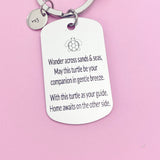 Silver Set Goal Safe Travel Turtle Charm Keychain, D467