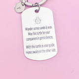 Silver Set Goal Safe Travel Turtle Charm Keychain, D467