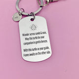 Silver Set Goal Safe Travel Turtle Charm Keychain, D467