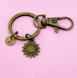 Bronze Sunflower Charm Keychain, N1573Z