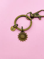 Bronze Sunflower Charm Keychain, N1573Z