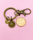 Bronze Sunflower Charm Keychain, N1573Z