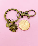 Bronze Sunflower Charm Keychain, N1573Z