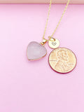Natural Rose Quartz Heart Necklace, Gemstone Jewelry, N3390