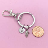 Silver Corn Keychain, Foodie Gift, Personalized Initial Charm