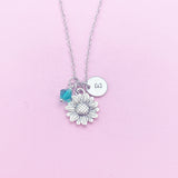 Silver Sunflower Charm Necklace, N1944