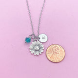 Silver Sunflower Charm Necklace, N1944