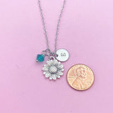 Silver Sunflower Charm Necklace, N1944
