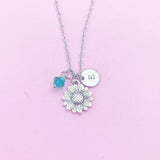 Silver Sunflower Charm Necklace, N1944