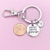 Silver Never Give Up Keychain, N1392
