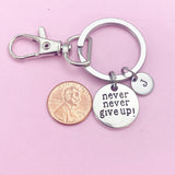 Silver Never Give Up Keychain, N1392