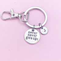 Silver Never Give Up Keychain, N1392
