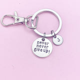 Silver Never Give Up Keychain, N1392