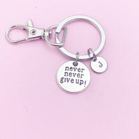 Silver Never Give Up Keychain, N1392