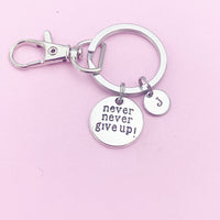 Silver Never Give Up Keychain, N1392