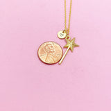Gold Magic Wand Star Charm Necklace, AN2157