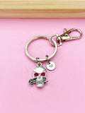 Silver Skull with Rose Charm Keychain, N5707A