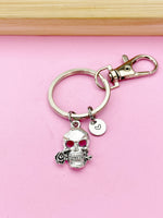 Silver Skull with Rose Charm Keychain, N5707A
