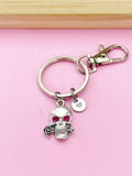Silver Skull with Rose Charm Keychain, N5707A