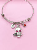 Silver Skull with Rose Charm Bracelet, N5707B