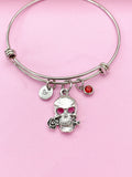 Silver Skull with Rose Charm Bracelet, N5707B