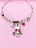 Silver Skull with Rose Charm Bracelet, N5707B