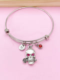 Silver Skull with Rose Charm Bracelet, N5707B