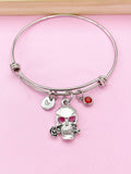 Silver Skull with Rose Charm Bracelet, N5707B