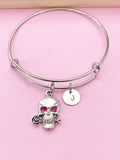 Silver Skull and Rose Charm Bracelet, N5707C
