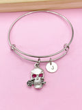 Silver Skull and Rose Charm Bracelet, N5707C