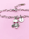 Silver Skull with Rose Charm Bracelet, N5577D