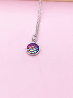 Silver Mermaid Scale Charm Necklace, N3128