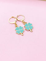 Gold Four Leaf Clover Earrings, Shamrock Earrings, St Patrick Gift, N3174