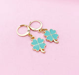 Gold Four Leaf Clover Earrings, Shamrock Earrings, St Patrick Gift, N3174