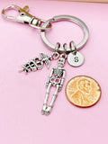Silver Caduceus Skeleton Charm Keychain, Medical School Gifts, Radiology X-Ray Ultrasound Tech Medical Schools Student Gifts, N449H