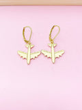 Gold Airplane Charm Earrings, Christmas Gift Ideas, N2741A