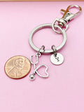 Silver Stethoscope Heart Charm Keychain, Gift Ideas, N1342