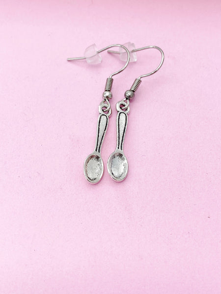 Silver Kitchen Utensil Spoon Charm Earrings, N1564