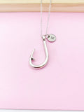 Silver Fishhook Charm Necklace, Gift Ideas, N1562
