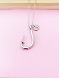 Silver Fishhook Charm Necklace, Gift Ideas, N1562
