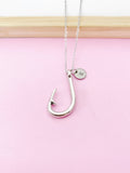 Silver Fishhook Charm Necklace, Gift Ideas, N1562