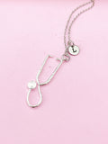 Silver Stethoscope Charm Necklace, N125