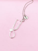 Silver Stethoscope Charm Necklace, N125