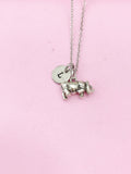 Silver Rhinoceros Charm Necklace, N5125