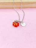 Silver Orange Pumpkin Necklace Best Fall Gifts, N1790B