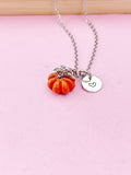 Silver Orange Pumpkin Necklace Best Fall Gifts, N1790B