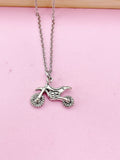 Silver Motorcycle Charm Necklace, N3589A