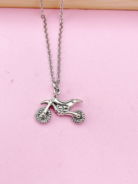 Silver Motorcycle Charm Necklace, N3589A